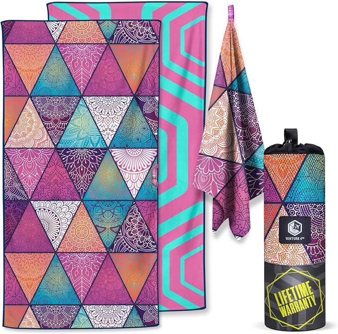 VENTURE 4TH Microfiber Beach Towel: Quick-Dry, Sandproof and Lightweight by VENTURE4TH