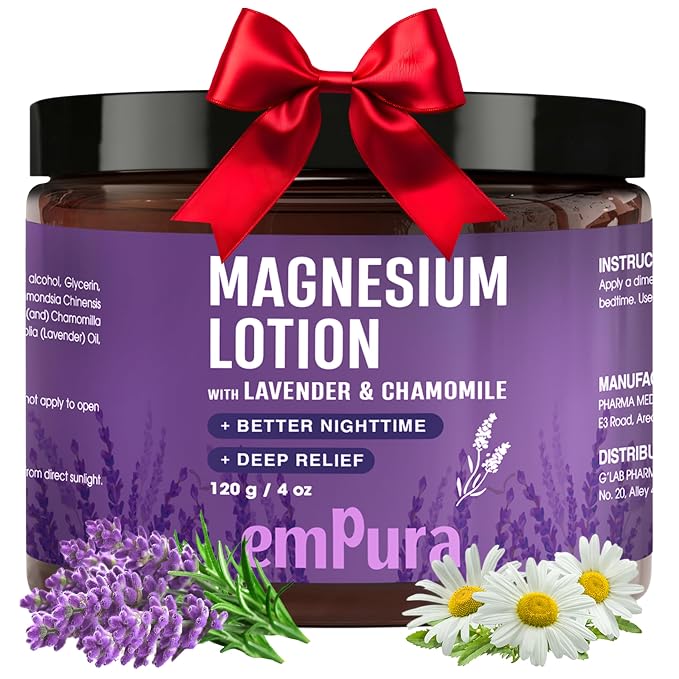 Lavender Magnesium Lotion, Nighttime Magnesium Cream by EMPURA