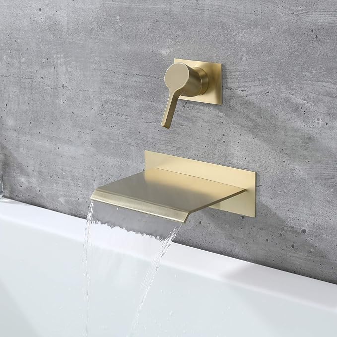 sumerain Wall Mount Tub Faucet Brushed Brass - Image 5
