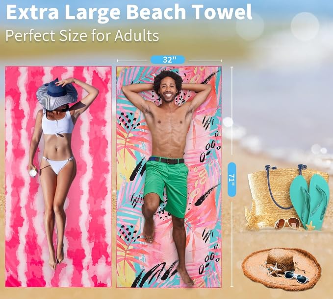 6 Pack Lightweight Thin Beach Towel Oversized 71"x32" Big Extra Large - Image 7