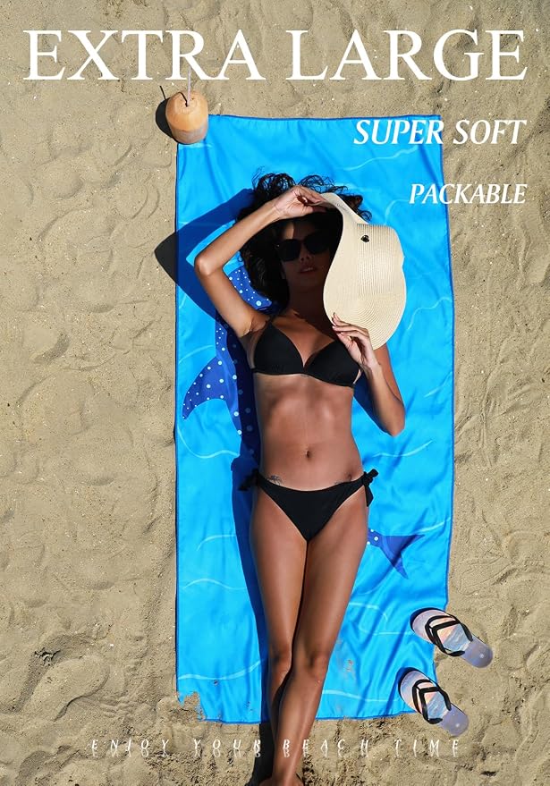 4 Pack Microfiber Lightweight Thin Beach Towel Sand Free Quick Dry Super - Image 3