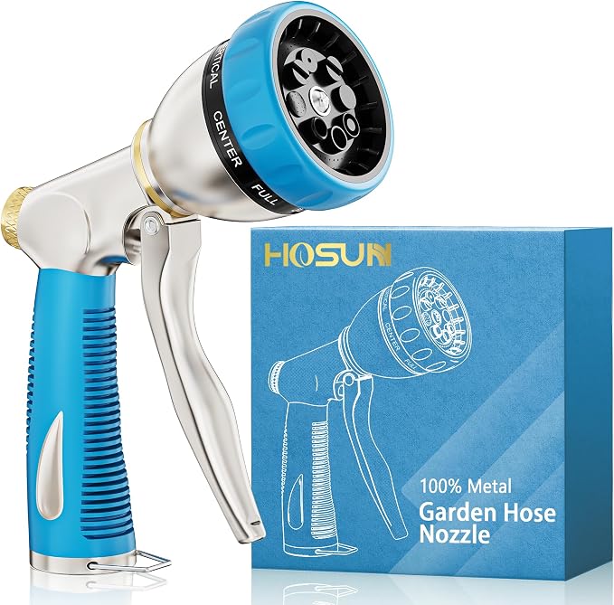 HOSUN Garden Hose Nozzle Sprayer Heavy Duty, 100% Metal Water Hose Nozzle by HOSUN