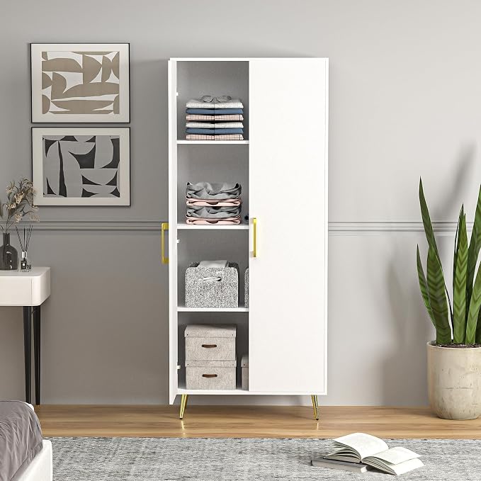 White Storage Cabinet Set of 3, 69” Tall Storage Cabinet w/ 2 Doors Adjustable - Image 8