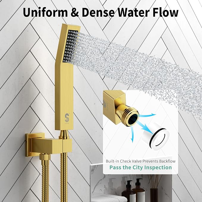 SR SUN RISE 12 Inch Ceiling Mounted Shower System Rain Mixer Shower Combo Set - Image 5
