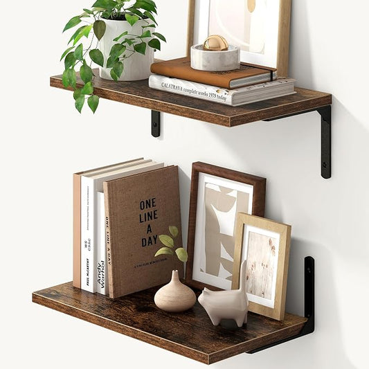 Fun Memories Deep Floating Shelves, 16W x 8D Floating Shelves Set of 2 by FunMemories