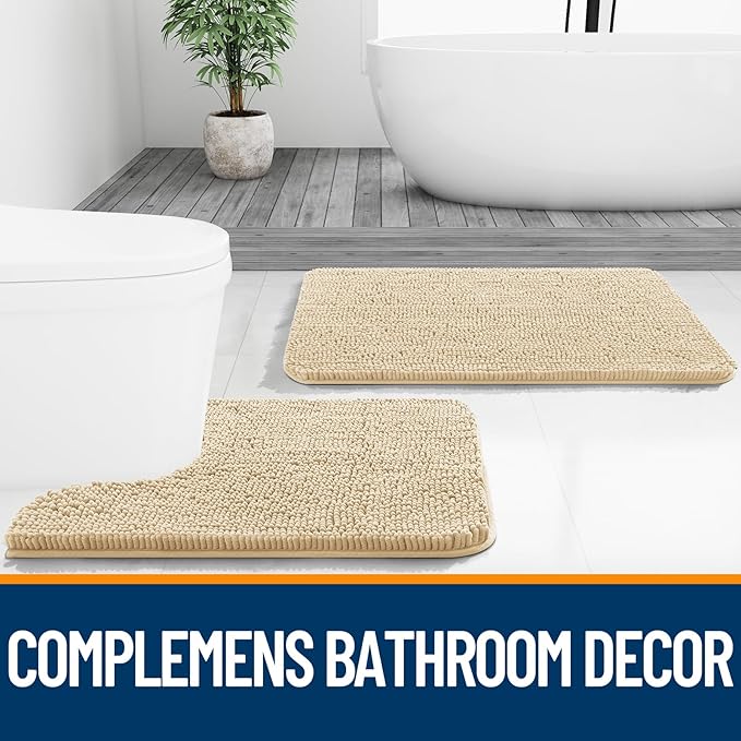 OLANLY Bathroom Rugs 44x32, Extra Soft Absorbent Chenille Bath Rugs, Rubber - Image 7