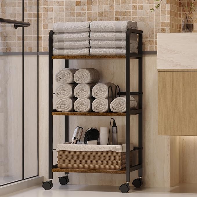 Towel Rack Free Standing Rolling 3-Tier by Feyejade