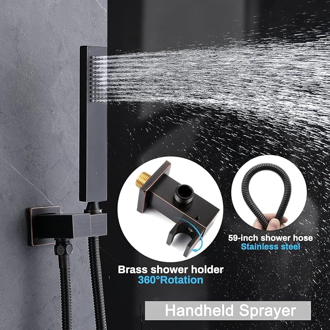 Oil Rubbed Bronze Shower System Set Temperature Display Push Button Shower - Image 4