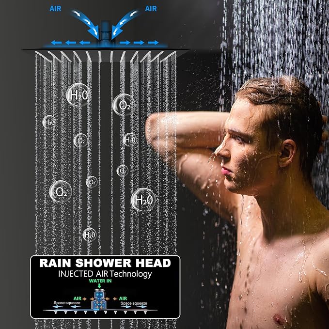 Matte Black Shower System Set Temperature Display Push Button Shower Faucet - Image 3