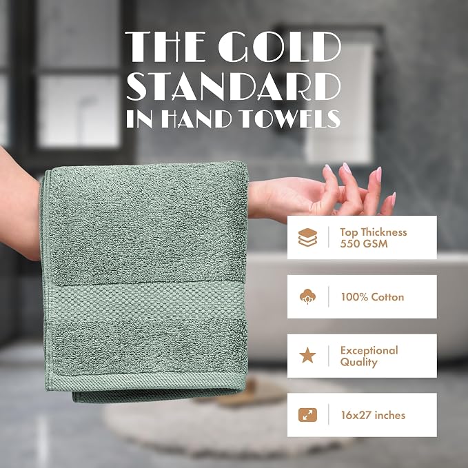 White Classic Green Hand Towels - Image 2