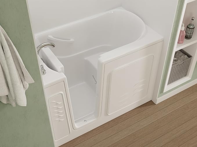 ANZZI Walk In Tub 53'' x 30'' Left Drain Soaking Bathtub in White Walk-In - Image 3