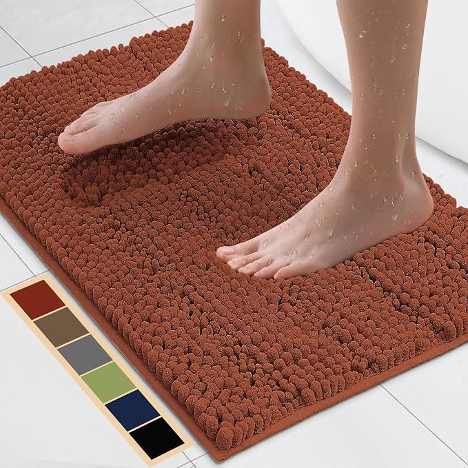Bcoimo 24"×17" Chenille Bath Mat – Non-Slip by Bcoimo