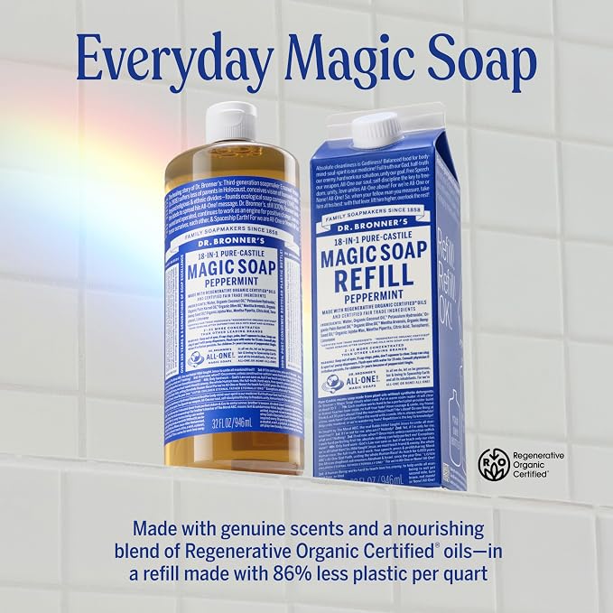 Dr. Bronner's Pure-Castile Liquid Magic Soap Bottle & Refill Carton - Image 3