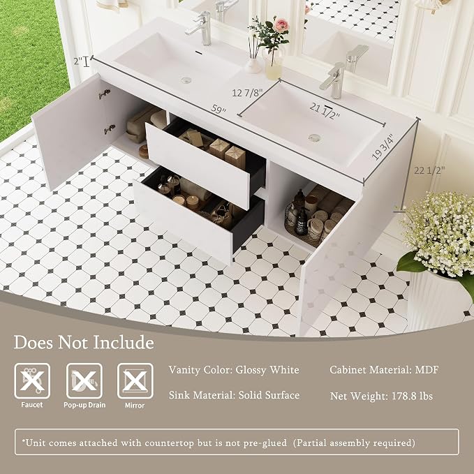 60" Floating Bathroom Vanity - Image 4