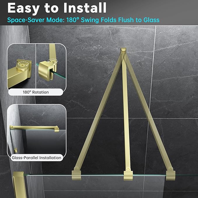 Frameless Shower Door Support Bar, Stainless Steel Wall-to-Glass Support Arm to - Image 3