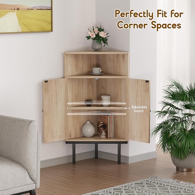 XIAO WEI 39 Inch Boho Corner Cabinet - Image 4