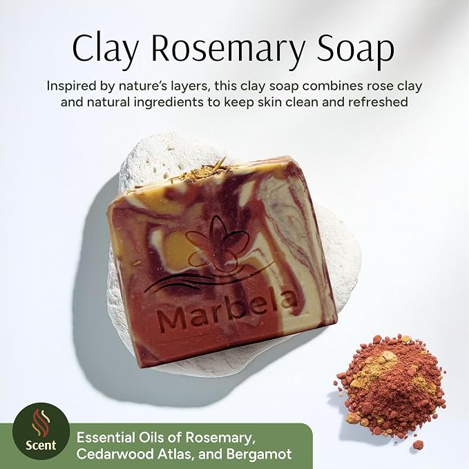 Marbela Cosmetics Clay and Rosemary Handmade Soap Bar - Image 2