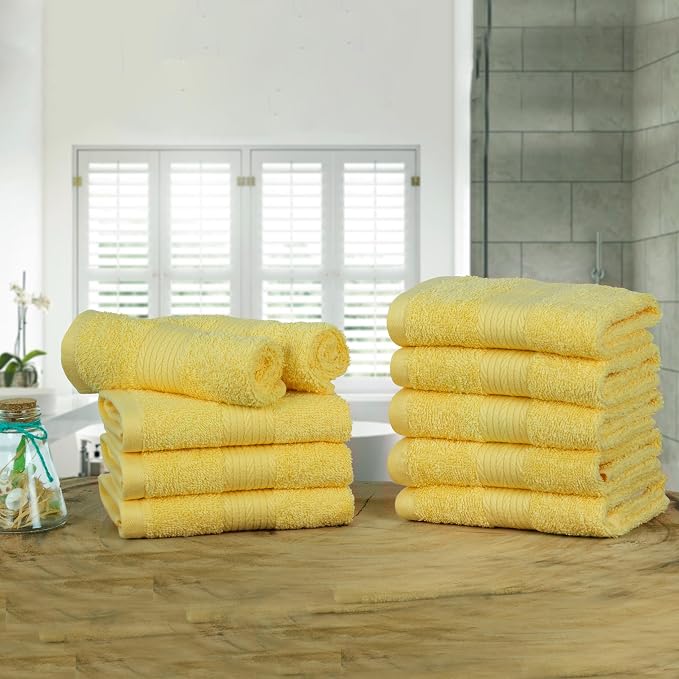 Ample Decor Wash Cloths Pack of 10, Oeko Tex Certified 600 GSM 100% Cotton Soft - Image 2