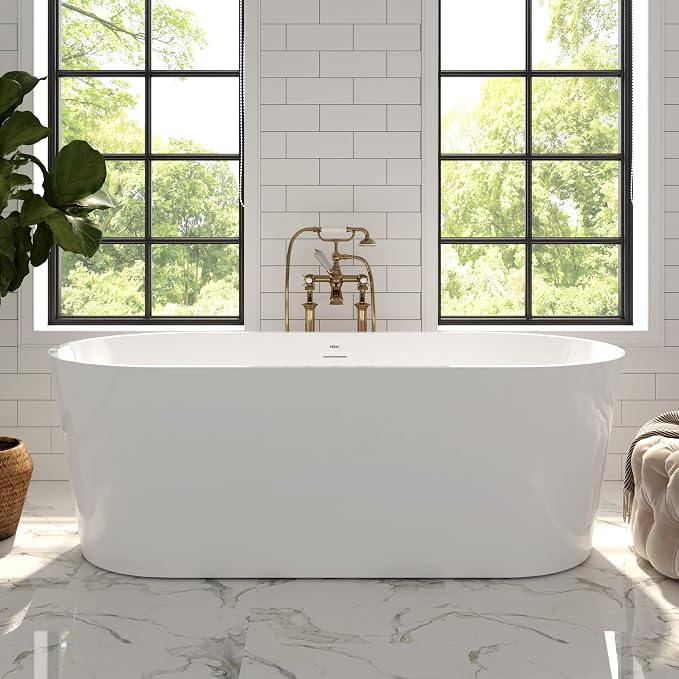 FerdY Shangri-La 67" Acrylic Freestanding Bathtub, Classic Oval Shape Acrylic by FerdY