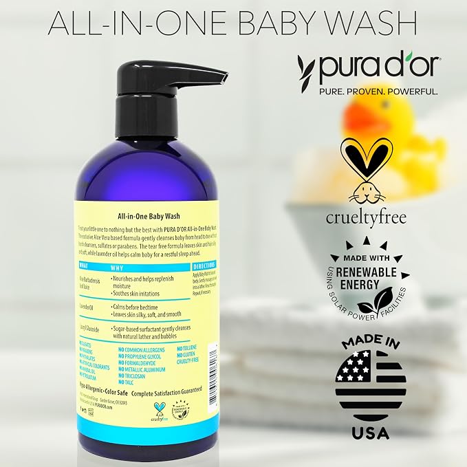 PURA D'OR All-in-One Baby Wash USDA Biobased, Zero Sulfates, No Artificial - Image 5