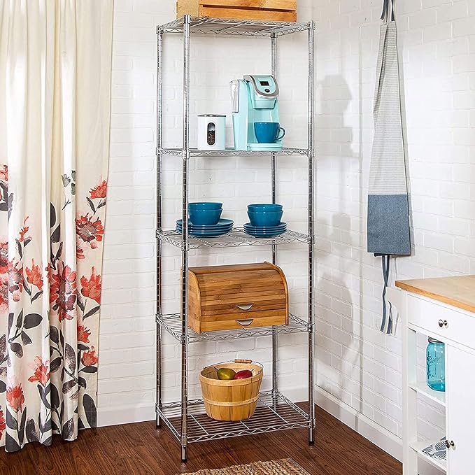 5 Tier Wire Shelving Unit, Height Adjustable Wire Shelves - Image 6