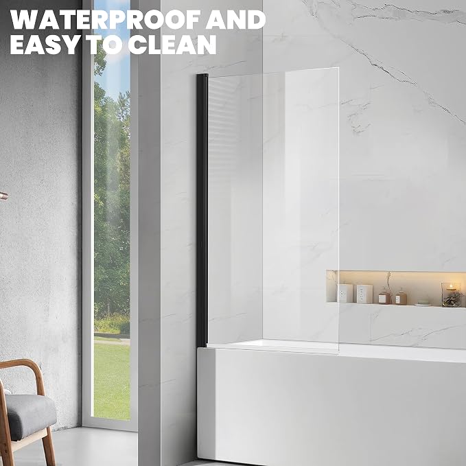 Frameless Tub Shower Door, Hinged Foldable Bathtub Screen - Image 5
