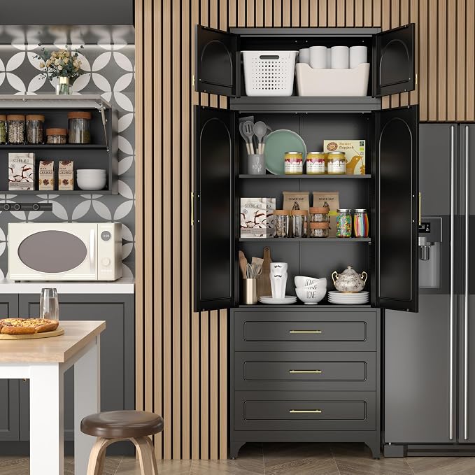 Kitchen Pantry Cabinet，90" Storage Cabinets - Image 3