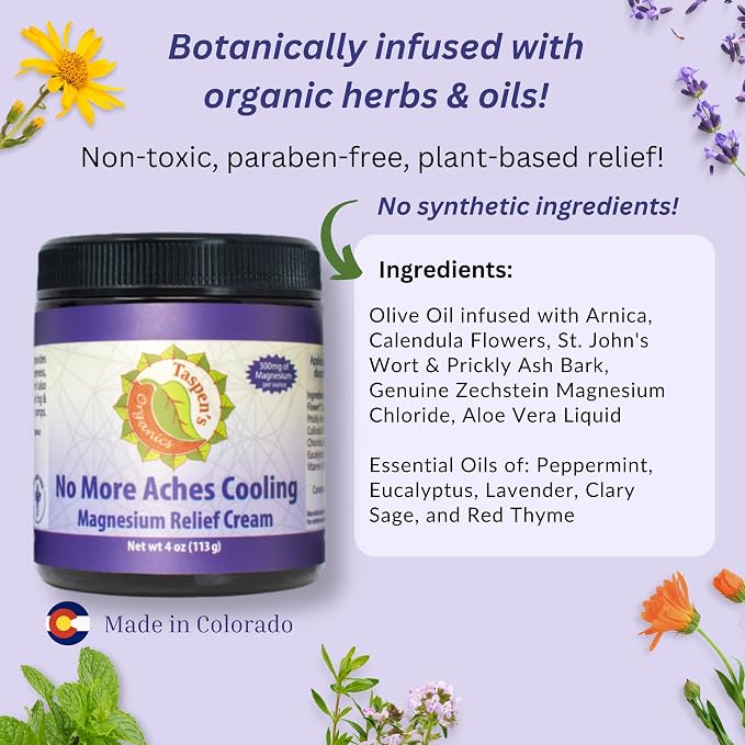 Taspen's Organics Magnesium No More Aches Cooling Cream - Image 3