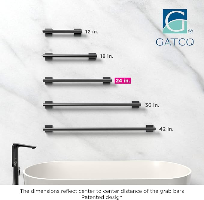 Gatco 944MX Elevate 24" L Grab Bar, Matte Black/ADA Compliant Stainless Steel - Image 3