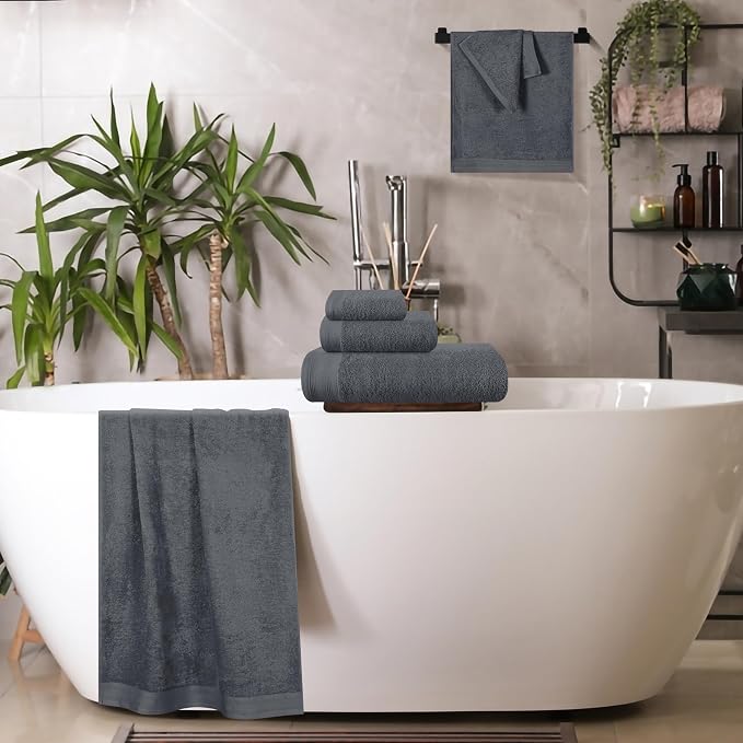 Ultra Soft 6 Pack Cotton Towel Set, Contains 2 Bath Towels 28x55 inch, 2 Hand - Image 5