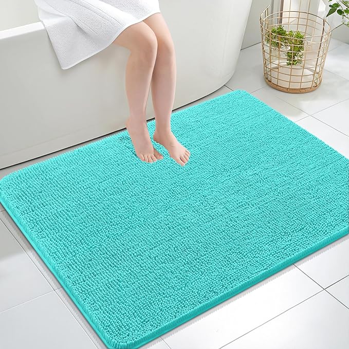OLANLY Bathroom Rugs 40x32, Extra Soft Absorbent Chenille Bath Rugs, Rubber by OLANLY