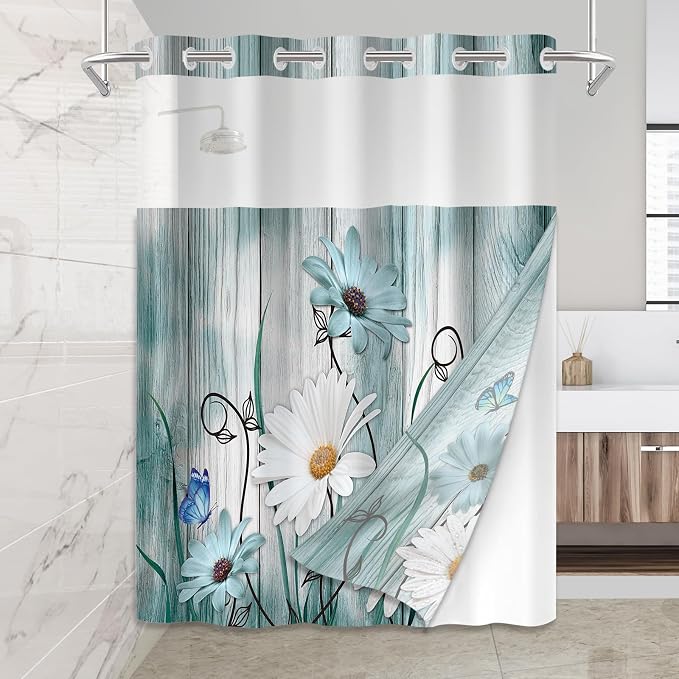 No Hook Shower Curtain Set by Mightree