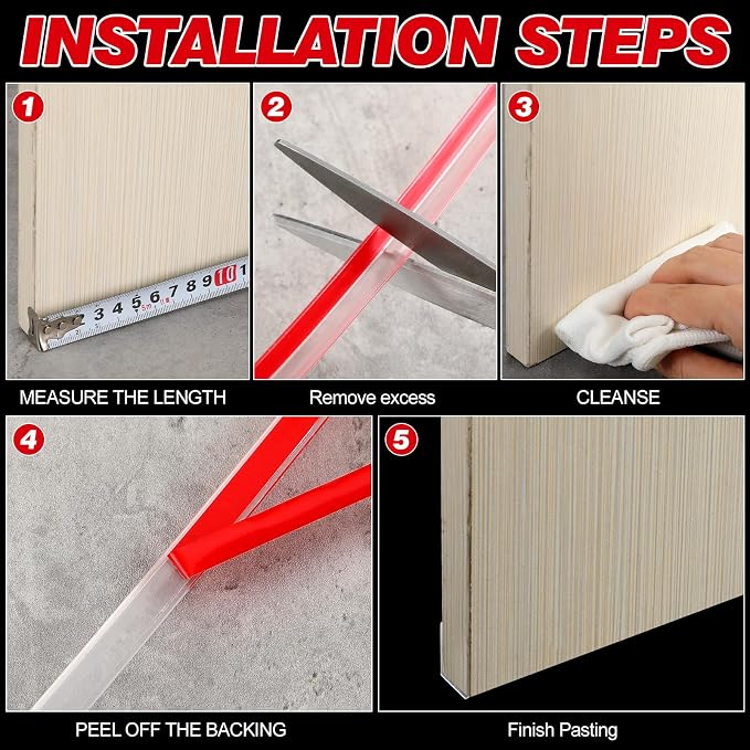 2 Pcs 3/8'' x 73'' Long Clear Vinyl L-Type Seal Strip - Image 4