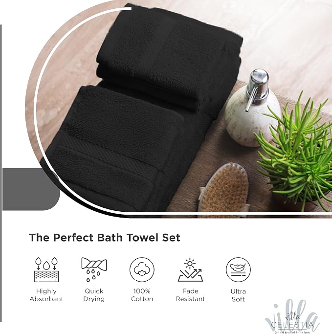 100% Cotton Bath Towel Set of 18-4 Bath Towels, 6 Hand Towels, 8 Wash Cloths - Image 3