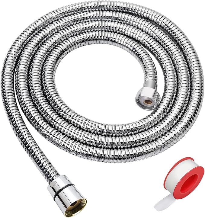 Shower Hose Extra Long 90 Inches Brushed Chrome Handheld Shower Head Hose by Blissland