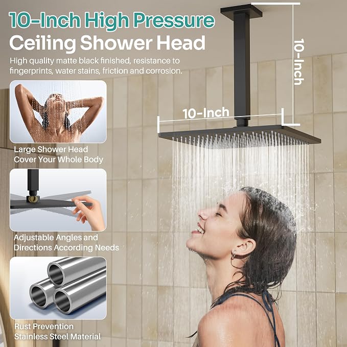 Black Shower System, Matte Black Shower Faucet Set - Image 4