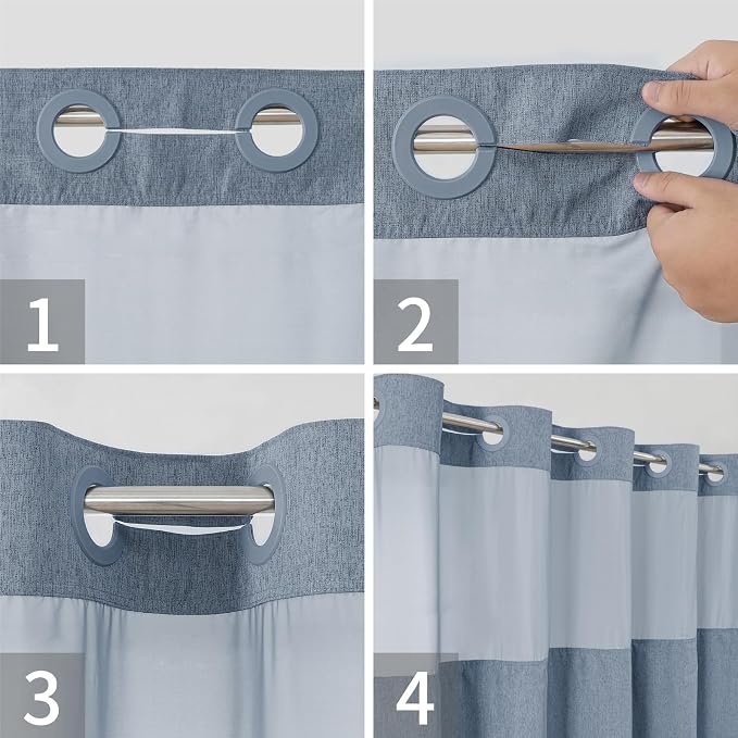 No Hooks Needed Linen Textured Shower Curtain - Image 4