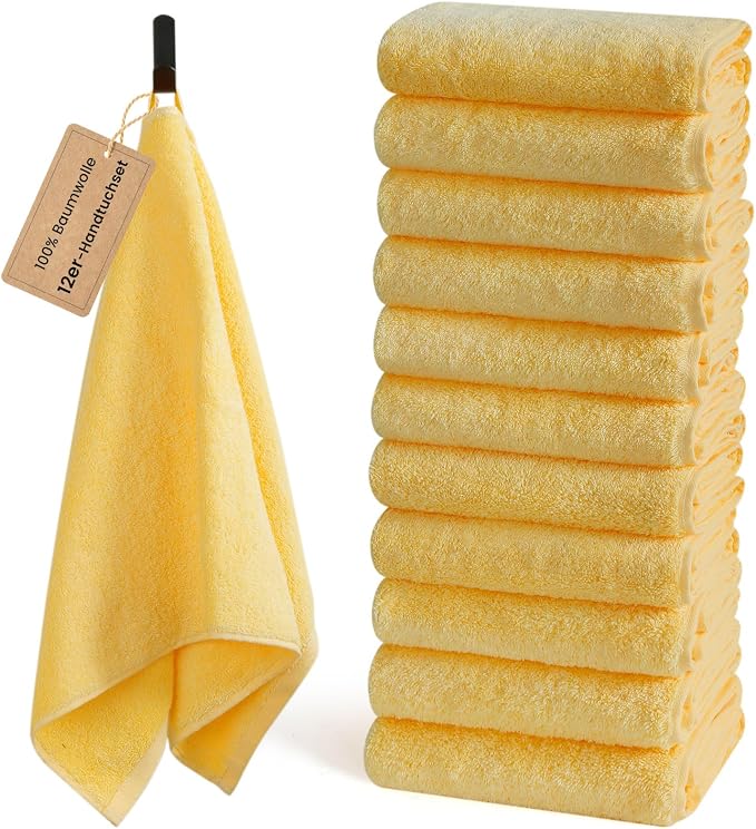 SEMAXE 12 Pack Hand Towels for Bathroom, 100% Cotton Towels by SEMAXE