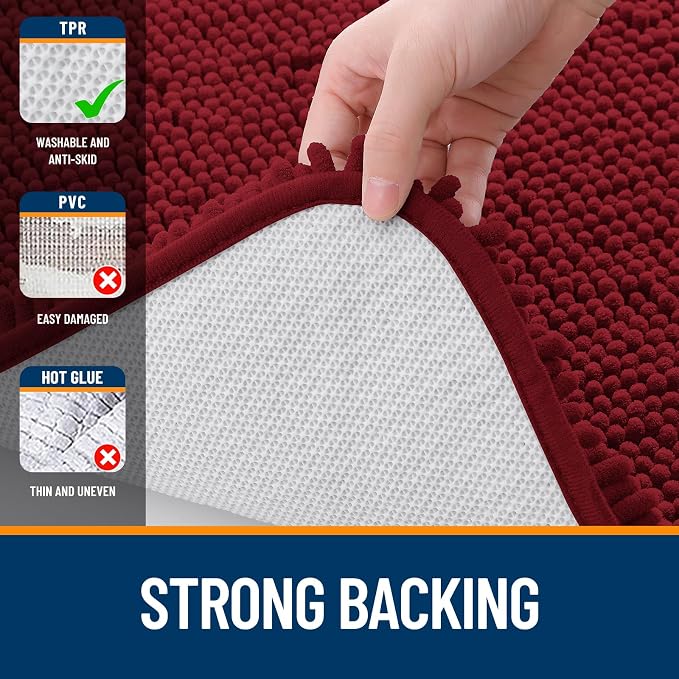 OLANLY Bathroom Rugs 59x24, Extra Soft Absorbent Chenille Bath Rugs, Rubber - Image 6