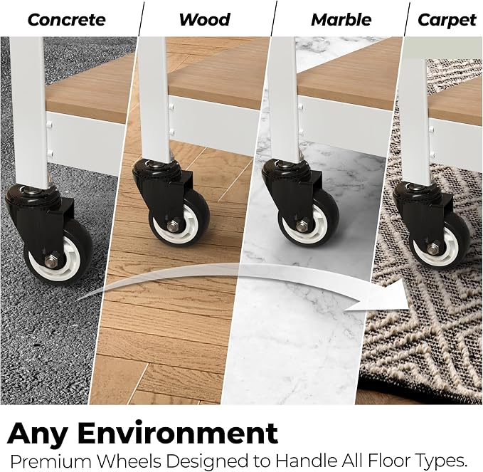 HOMEDANT House 5-Tier Metal Rolling Cart Shelf Rack Casters Heavy Duty - Image 3