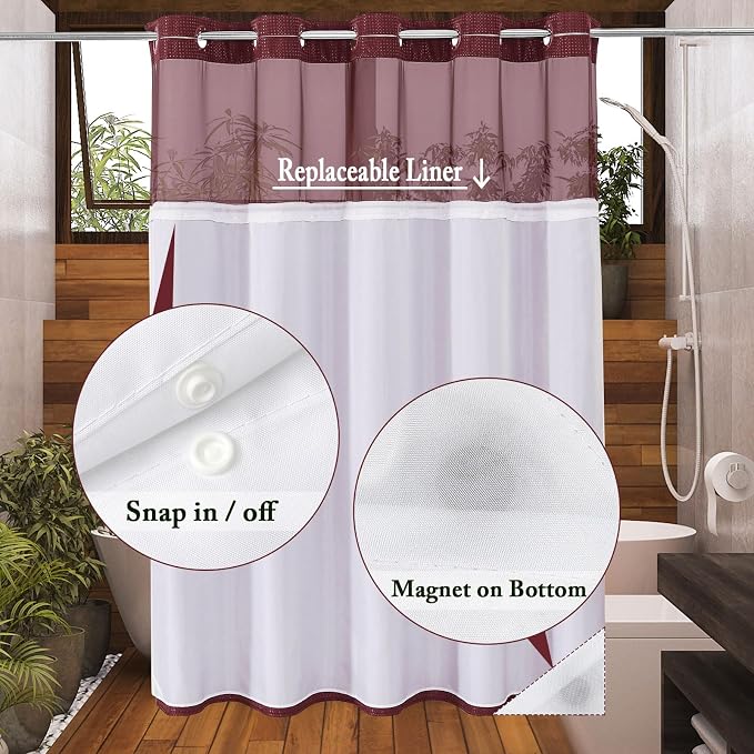 Gibelle No Hook Waffle Weave Shower Curtain - Image 3