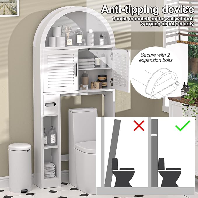 Spurgehom Over The Toilet Storage Cabinet, Bathroom Shelf Organizer Freestanding - Image 4