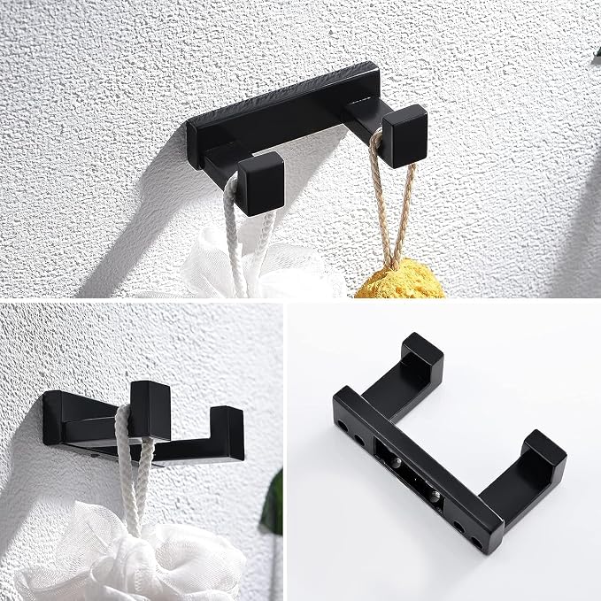 Lairuier Bathroom Hardware Accessories Set Matte Black 4-Piece Towel Bar Set - Image 5