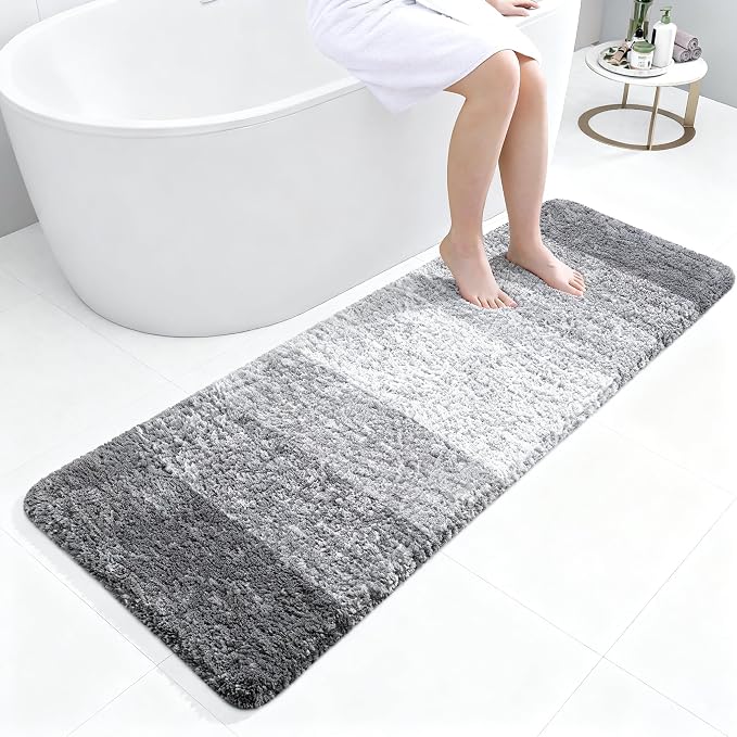Grey Gradient Bathroom Mat Machine Washable Microfiber - Image 2