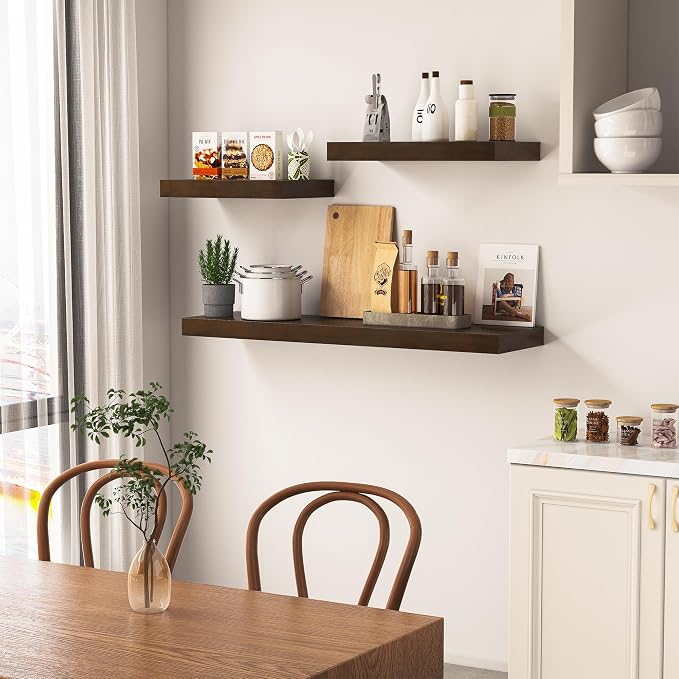 Vivelove Solid Wood Rustic Floating Shelves 36 Inch Long, 8 inch Deep Floating - Image 5