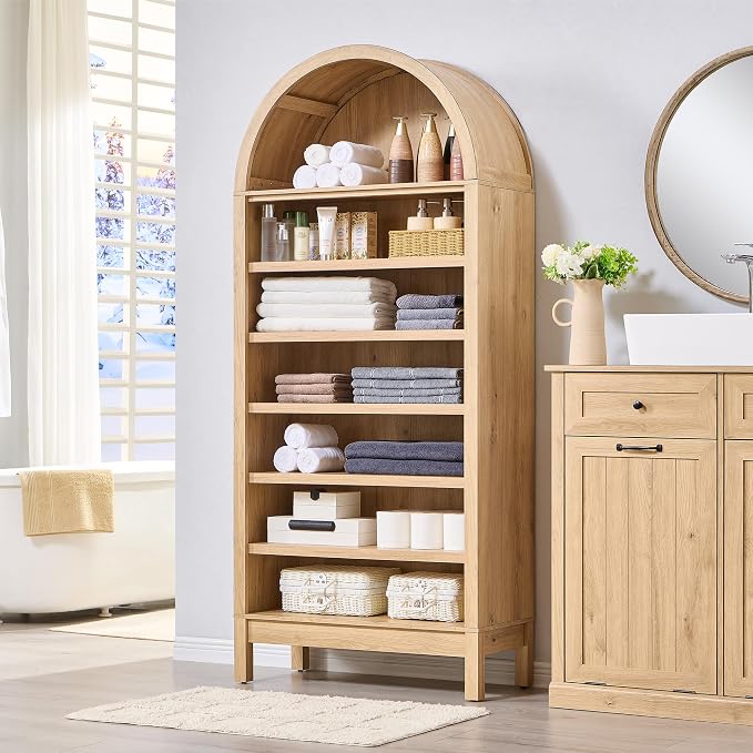 71" Tall Arched Bathroom Storage Cabinet, 7-Tier Modern Farmhouse Storage by IFBUYFarmhouseFurniture