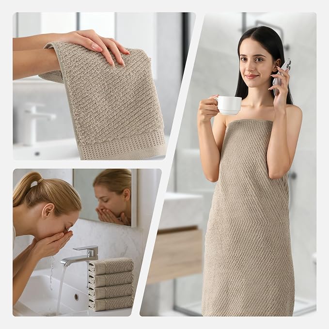 REDKISS 8-Piece Premium Towel Set, 2 Bath Towels, 2 Hand Towels, 4 Washcloths - Image 7