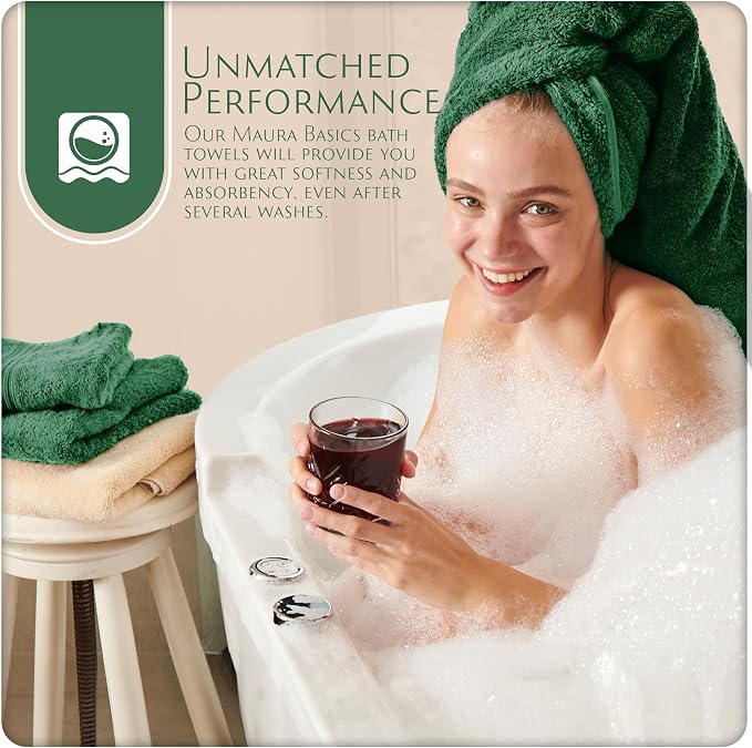 MAURA Basics Performance Bath Towels 100% Turkish Cotton - Image 6