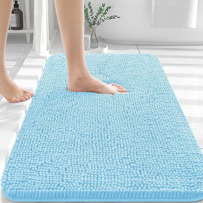 OLANLY Bathroom Rugs 36x24, Extra Soft Absorbent Chenille Bath Rugs, Rubber by OLANLY