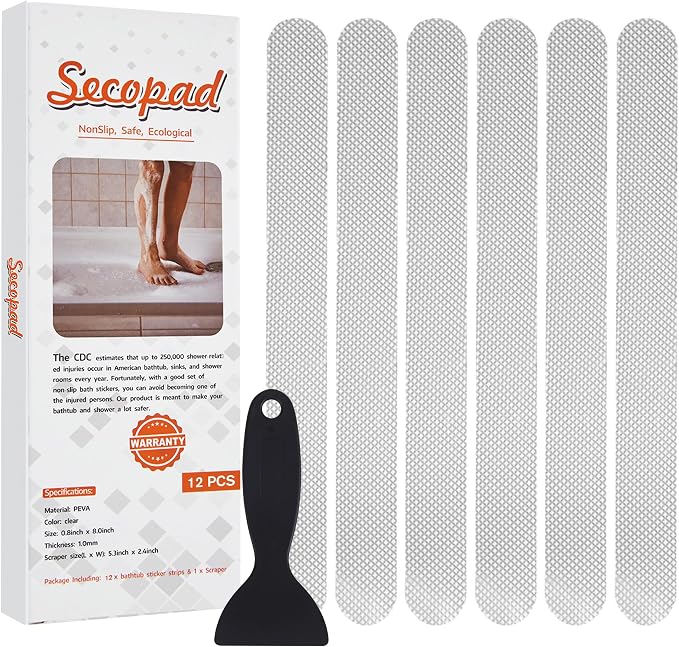 Original Anti Slip Shower Stickers, Safety Bathtub Strips Adhesive Decals by Secopad
